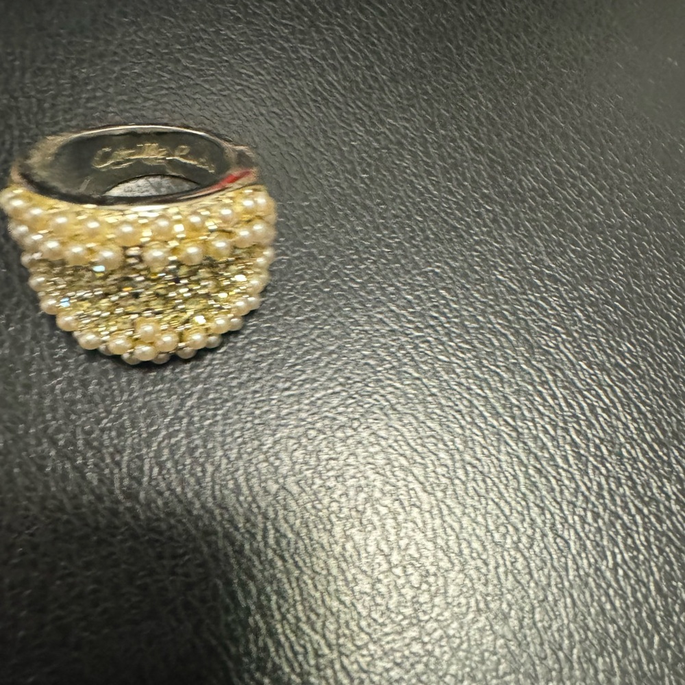 Camille Lucie crystal Swarovski and Pearl combination ring Sz 7.5 - Picture 12 of 16